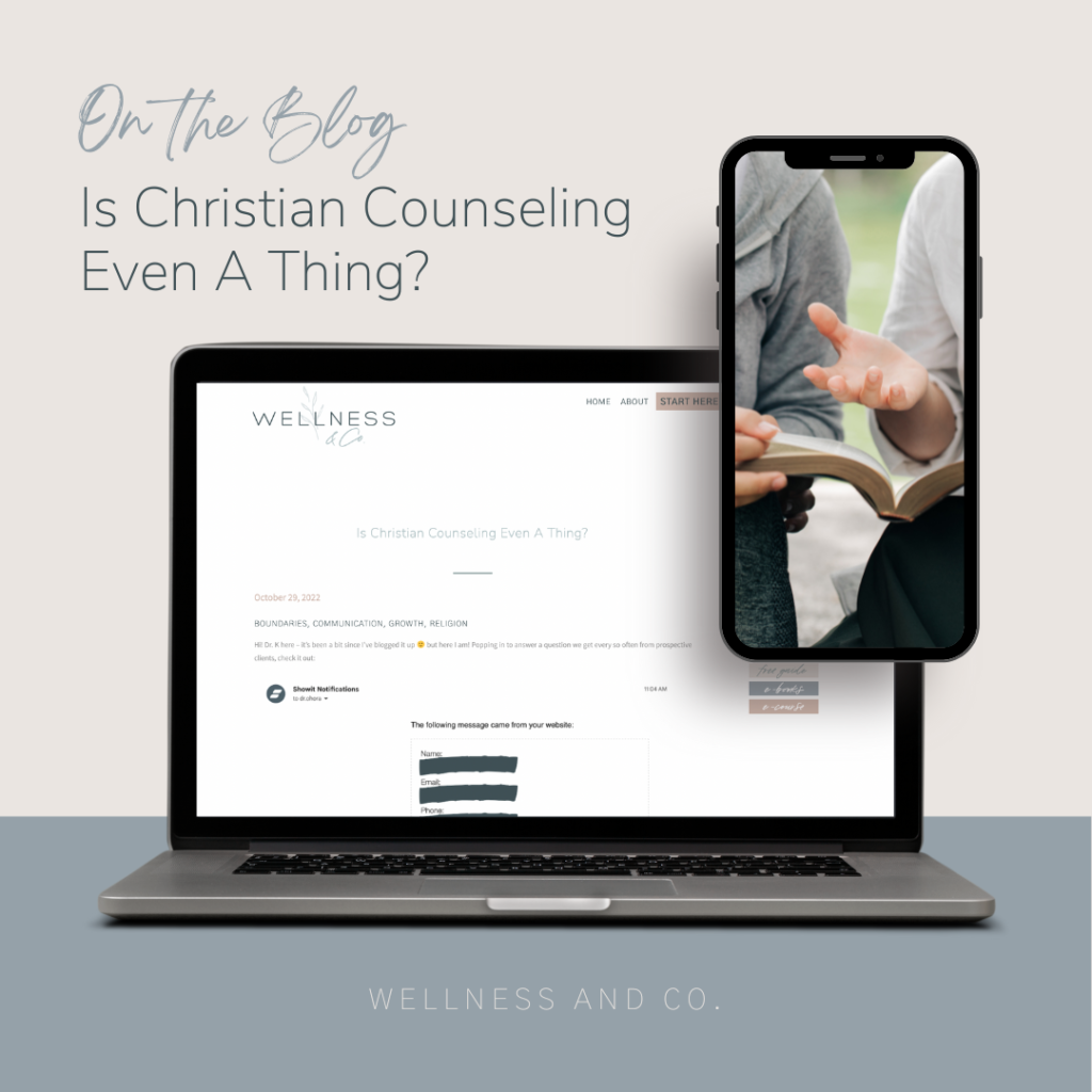 Phone and laptop asking the question, "is Christian counseling even a thing?"