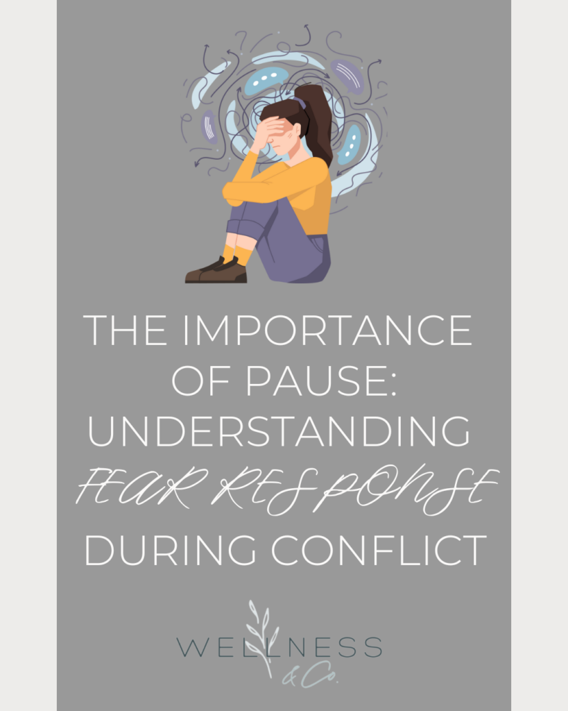 Image that says "The Importance of Pause: Understanding Fear Response During Conflict"